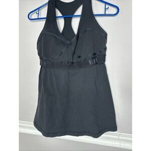 LULULEMON Luon Yoga Tank Racerback Top Built in Bra Black Sz 12
